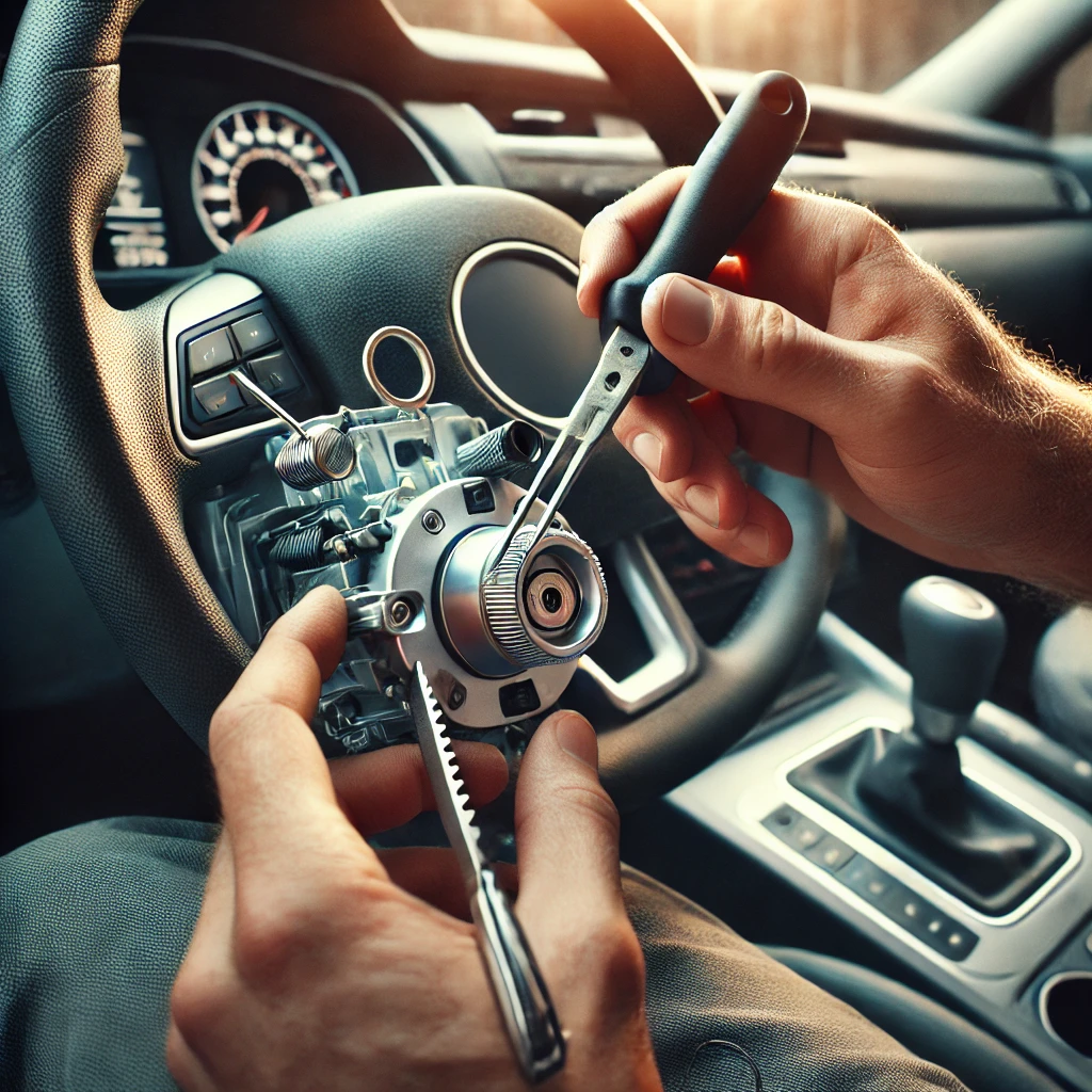  Close-up of a mechanic repairing a car ignition system